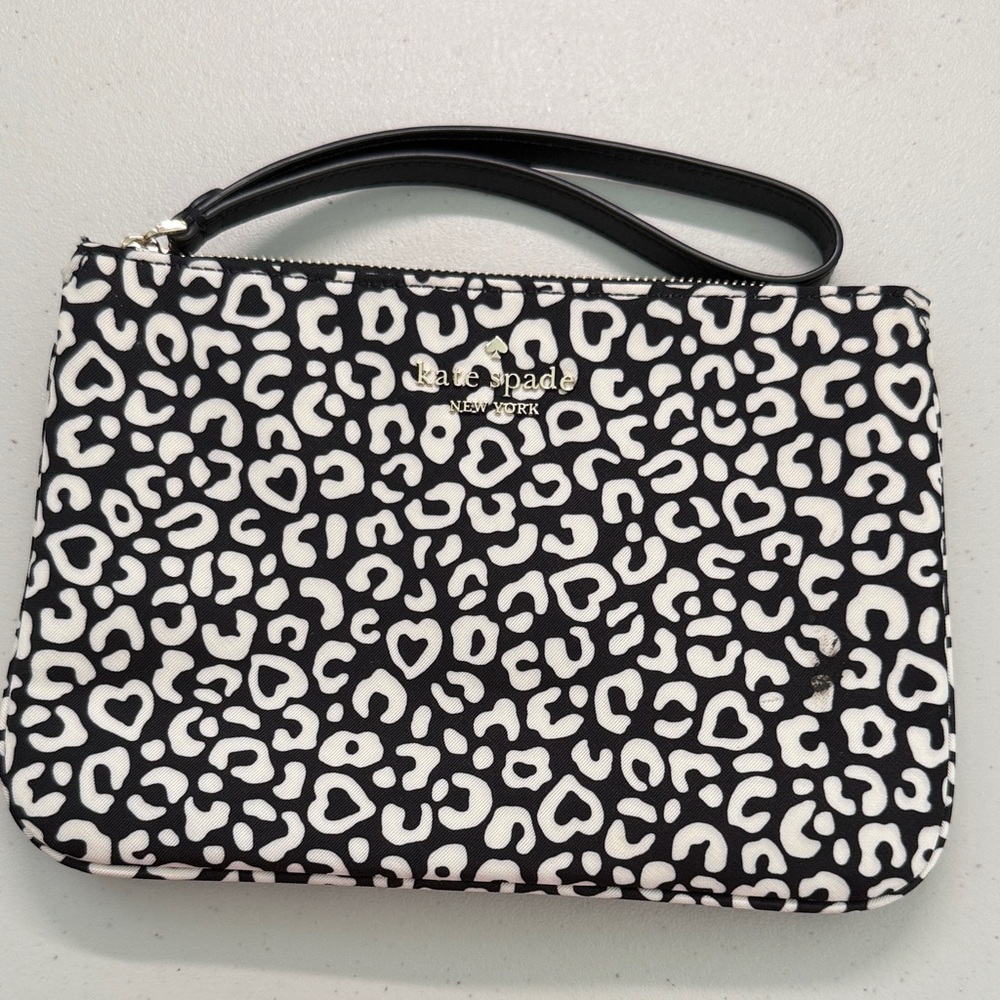 Kate Spade Black and White Heart Pattern Clutch